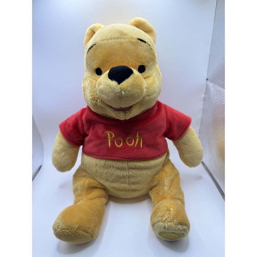 Disney Parks Winnie the Pooh Plush 18" Pooh‎ Bear Stuffed Animal Red Shirt